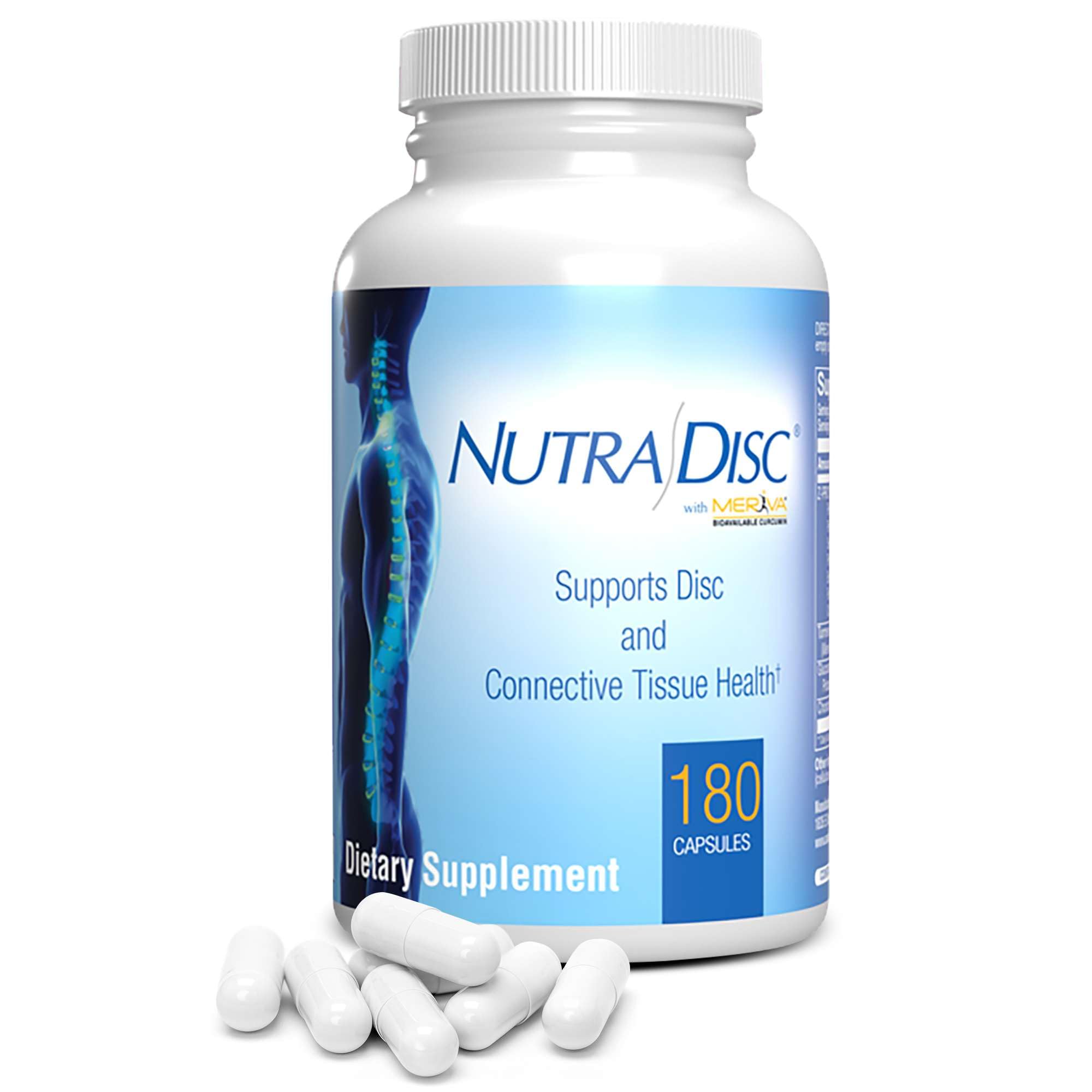 Nutra Disc Joint Support Supplement - 180 Capsules - Glucosamine Chondroitin for Joint Pain, Disc and Connective Tissue Health - with Meriva Curcumin Extract and Z-Pro Enzyme Blend