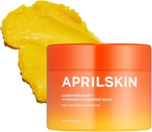 APRILSKIN Carrotene IPMP Hydromelt Cleansing Balm, 3.04 fl.oz, Noncomedogenic, Grapefruit Peel Oil, O-Cymen-5-Ol helps reduce blackheads & breakouts, for sensitive & oily skin, Korean Skincare